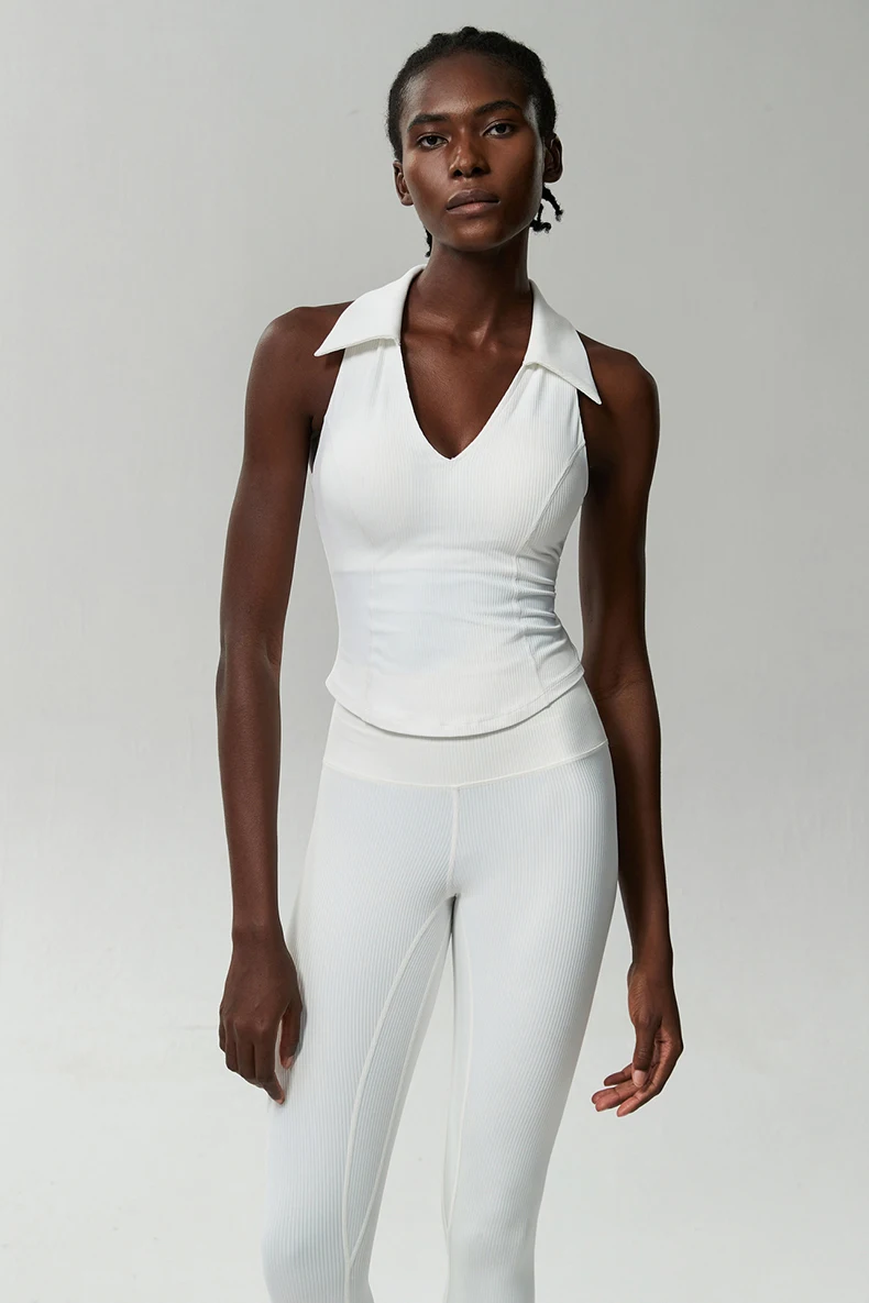 Sleeveless Fitness Yoga Shirt Women Summer Slim Fit V-Neckline Gym Running Top Breathable Quick Dry Sportswear Workout Clothes