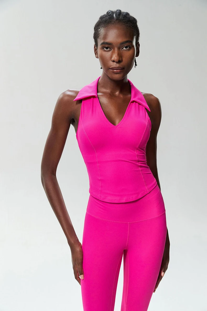 Sleeveless Fitness Yoga Shirt Women Summer Slim Fit V-Neckline Gym Running Top Breathable Quick Dry Sportswear Workout Clothes
