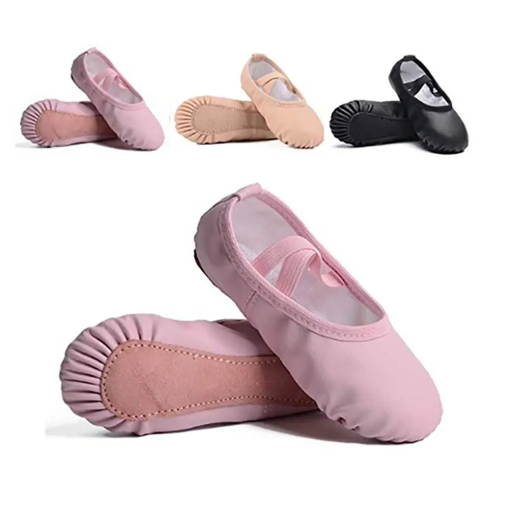 Durable Soft Ballet Shoes PU Leather Size 32-40 Dance Shoes Lace-free Wear Resistant Women's Ballet Slipper Kids