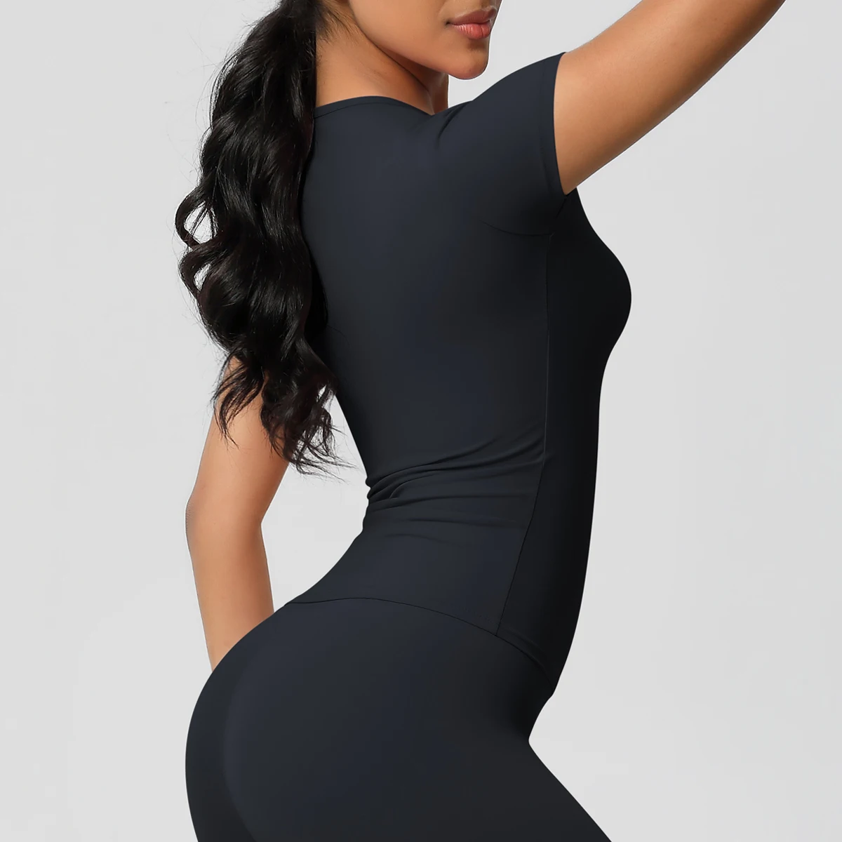Workout Dry Fit Breathable High Elastic Sports Top Gym Fitness Wear T-shirt Women Casual Outdoor Top