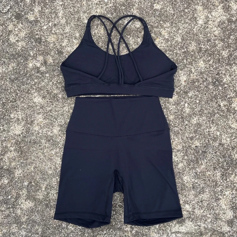 Solid Color Soft Women Gym Yoga Short Cycling Set Cross Back Gym Bra+High Waist Short Leggings High impact shockproof Sportwear