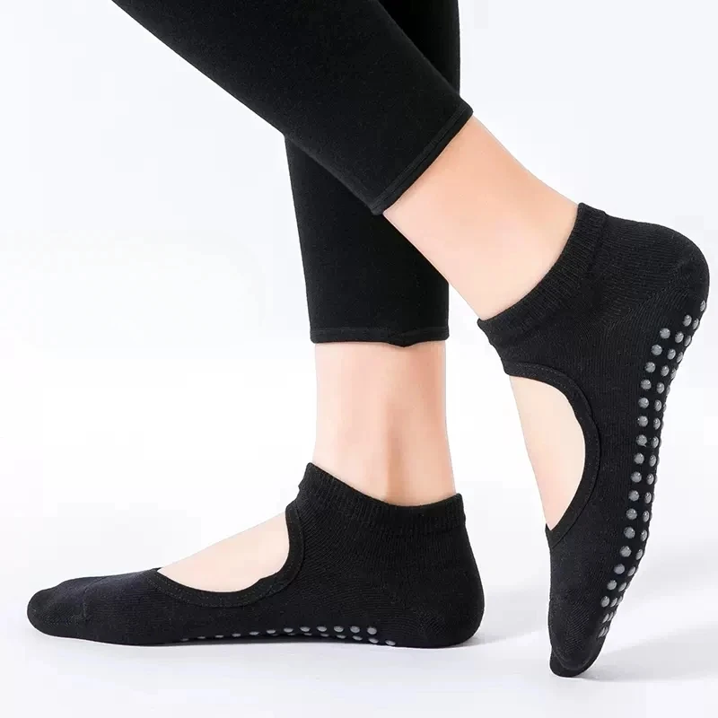 High Quality Women Yoga Socks Anti-Slip Breathable Backless Pilates Socks Ankle Ladies Ballet Dance Sports Socks for Fitness Gym
