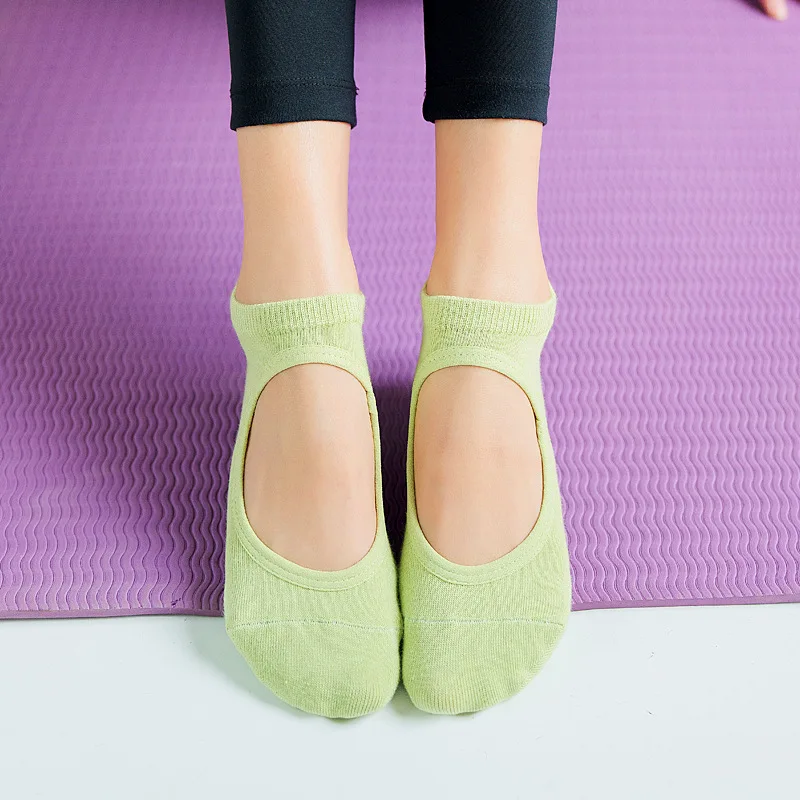 High Quality Women Yoga Socks Anti-Slip Breathable Backless Pilates Socks Ankle Ladies Ballet Dance Sports Socks for Fitness Gym