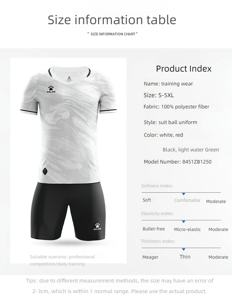 KELME football jersey tops training short-sleeved adult game team uniforms official flagship store jersey set