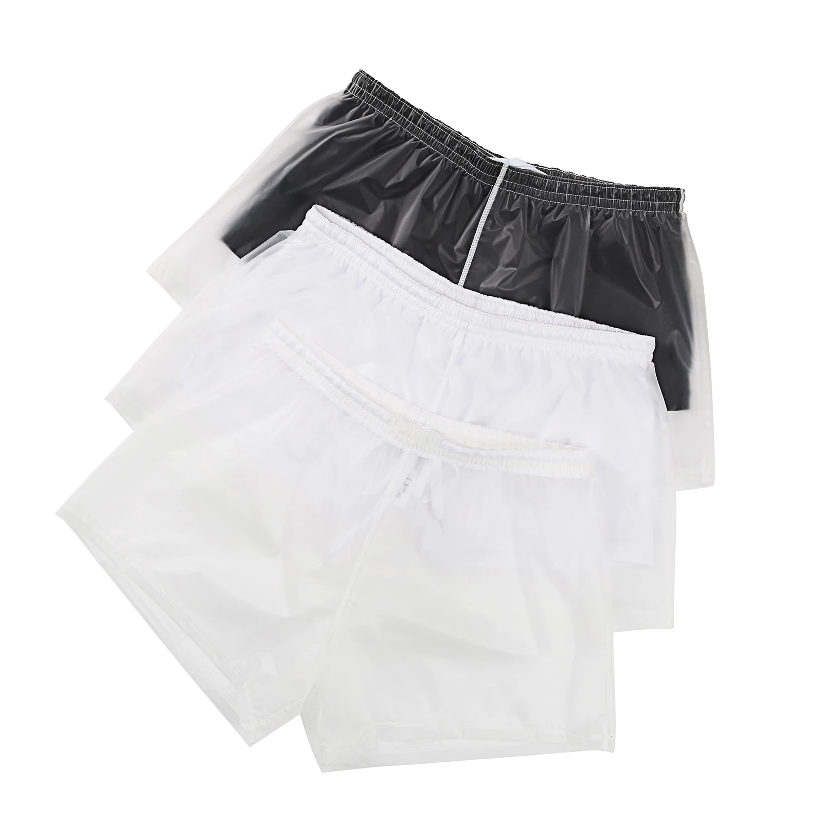 Men Beach Trunks Man Transparent Swimwear Sexy Swimming Swimsuit PVC Beachwear Shorts Boardshorts Bathing Suit Waterproof