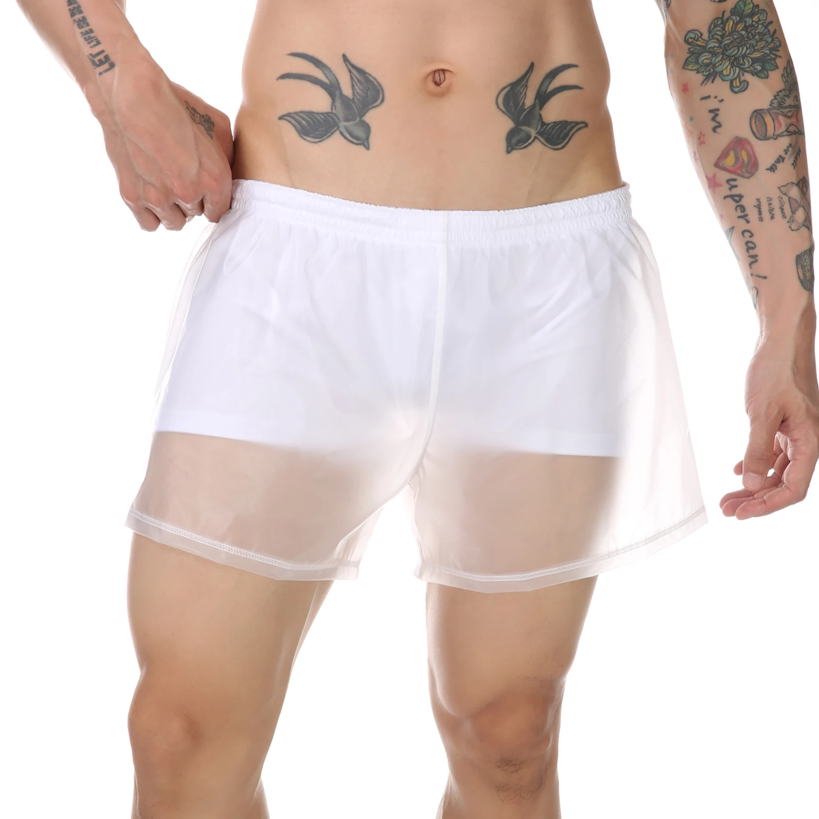 Men Beach Trunks Man Transparent Swimwear Sexy Swimming Swimsuit PVC Beachwear Shorts Boardshorts Bathing Suit Waterproof