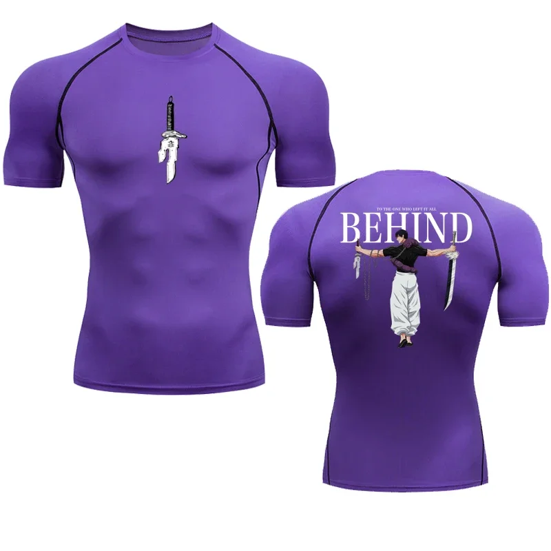 Anime Compression Shirt Men Print Breathable Football Fitness Tight Sportswear Althletic Quick Dry Rash Guard Gym Riding Tops