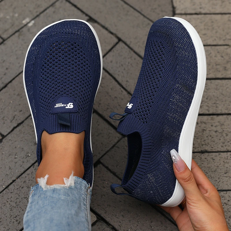 Women's Flat Bottomed Wide Last Shoe New Comfortable Breathable Mesh Soft Walking Shoes Simple Versatile Tennis Outdoor Sneakers