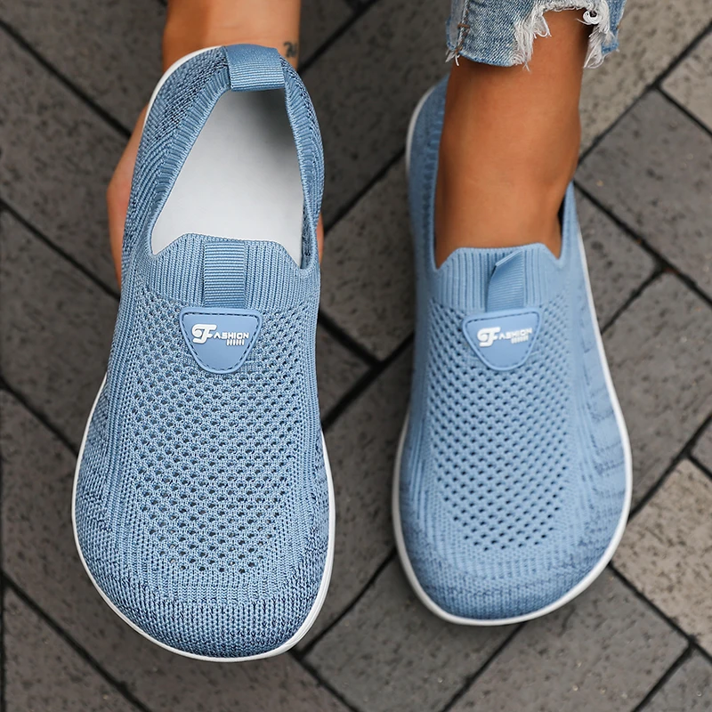 Women's Flat Bottomed Wide Last Shoe New Comfortable Breathable Mesh Soft Walking Shoes Simple Versatile Tennis Outdoor Sneakers