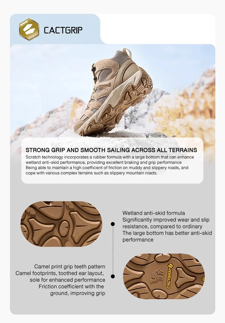 GOLDEN CAMEL Outdoor Hiking Boots Men Women's Winter Shoes Waterproof Non-slip Shock-absorbing High-top Hiking Shoes for Men