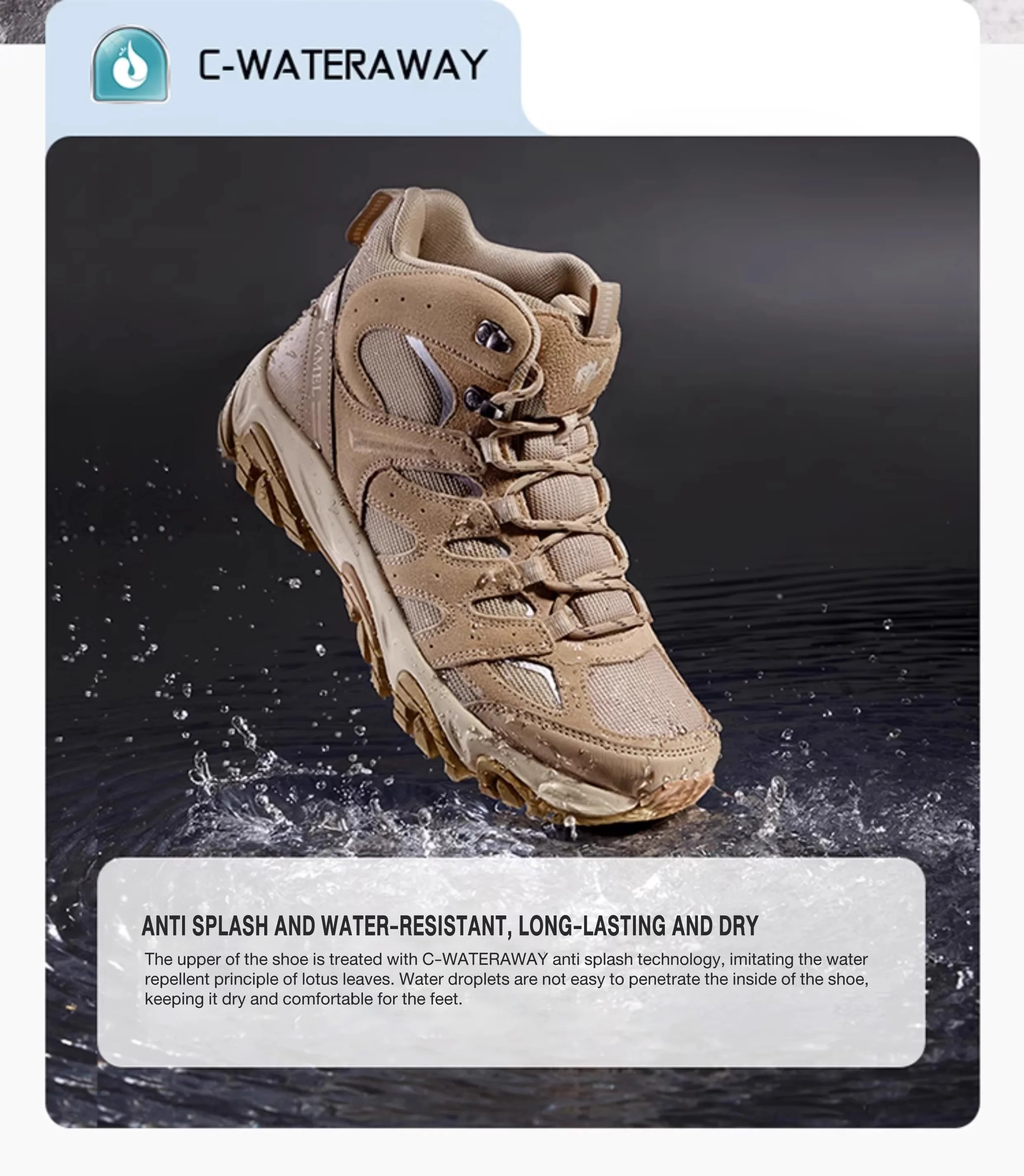 GOLDEN CAMEL Outdoor Hiking Boots Men Women's Winter Shoes Waterproof Non-slip Shock-absorbing High-top Hiking Shoes for Men