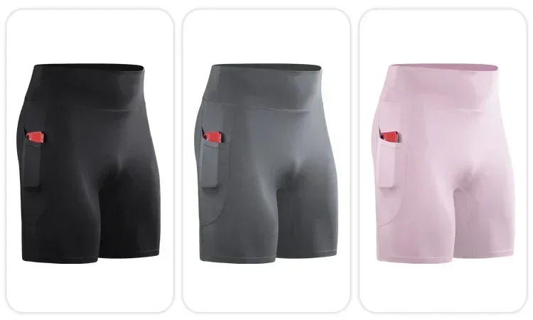 Men's Outdoor Running Pocket Shorts Summer Sport Fitness Jogging Tights Quick Drying Fashion Reflective Zipper Riding Pants