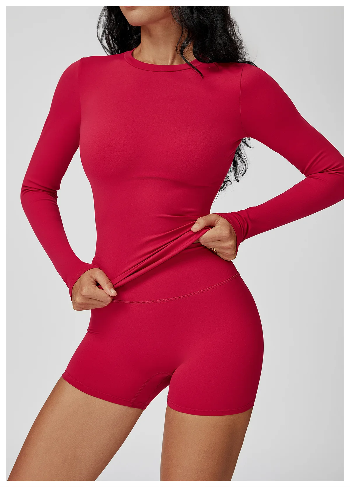 JUREN Yoga Shirts For Women Long Sleeve Fitness Running Push Up Gym Shirts Female Workout Breathable High Elastic Sports Top