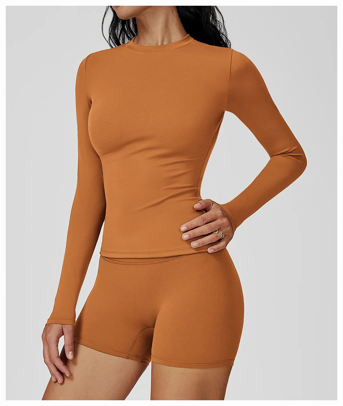 JUREN Yoga Shirts For Women Long Sleeve Fitness Running Push Up Gym Shirts Female Workout Breathable High Elastic Sports Top