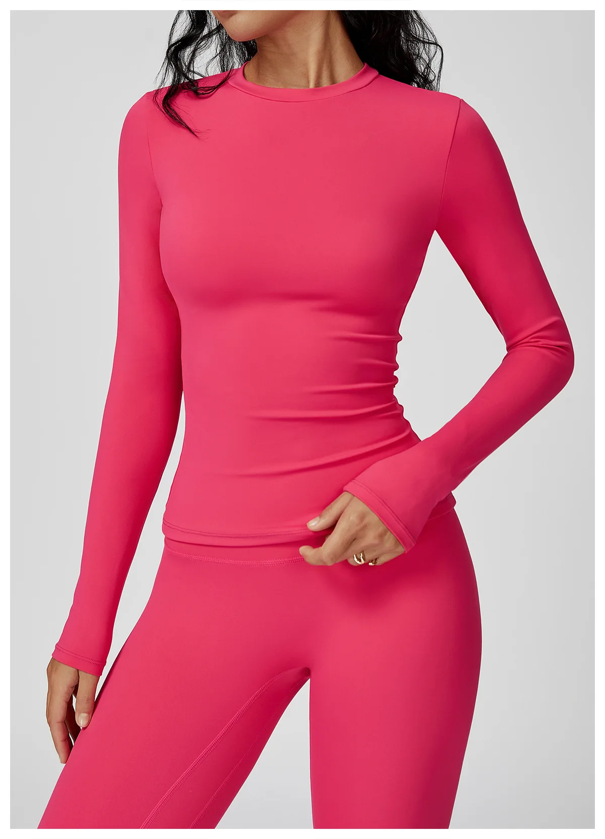 JUREN Yoga Shirts For Women Long Sleeve Fitness Running Push Up Gym Shirts Female Workout Breathable High Elastic Sports Top
