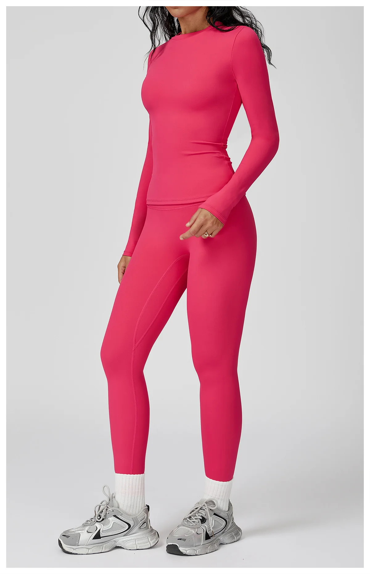 JUREN Yoga Shirts For Women Long Sleeve Fitness Running Push Up Gym Shirts Female Workout Breathable High Elastic Sports Top