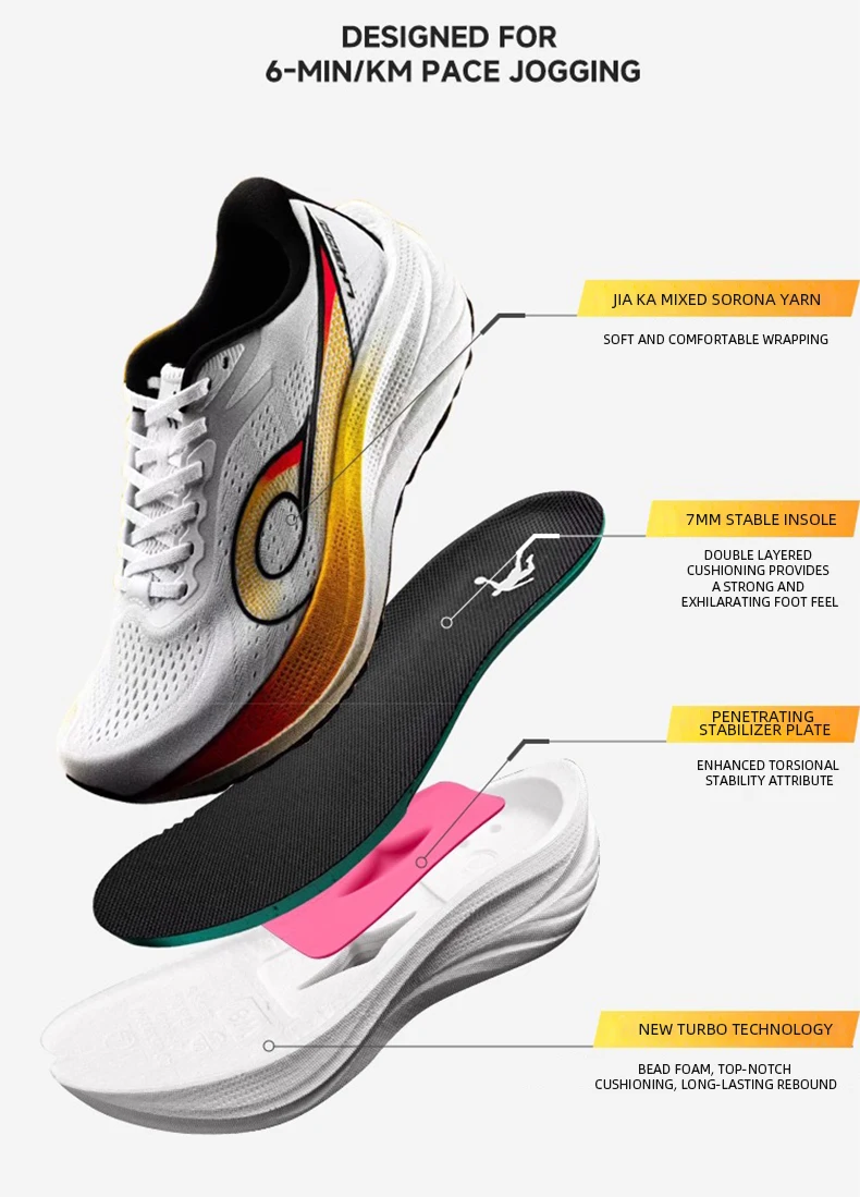 QIAODAN LH600 Running Shoes Man 2025 Cushion Breathable Lightweight Sneakers Thick-soled Anti-slip Training Shoes QXB023253213R
