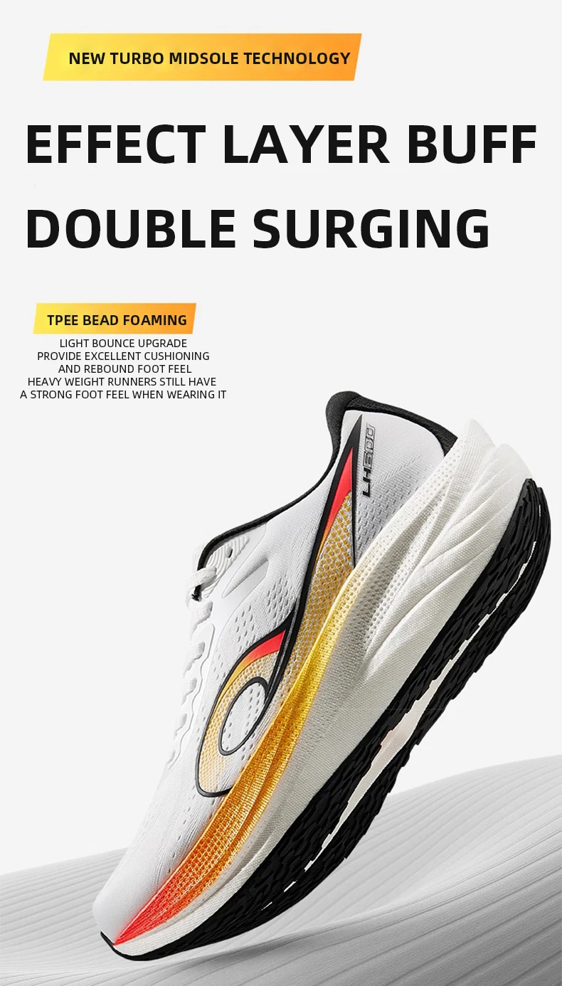 QIAODAN LH600 Running Shoes Man 2025 Cushion Breathable Lightweight Sneakers Thick-soled Anti-slip Training Shoes QXB023253213R