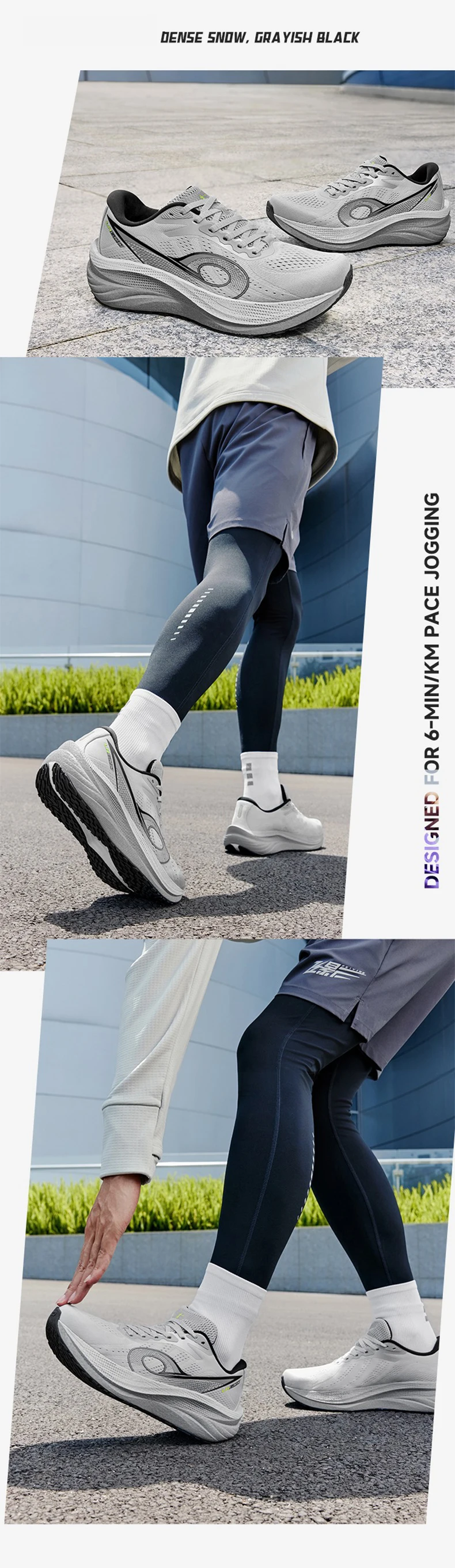QIAODAN LH600 Running Shoes Man 2025 Cushion Breathable Lightweight Sneakers Thick-soled Anti-slip Training Shoes QXB023253213R