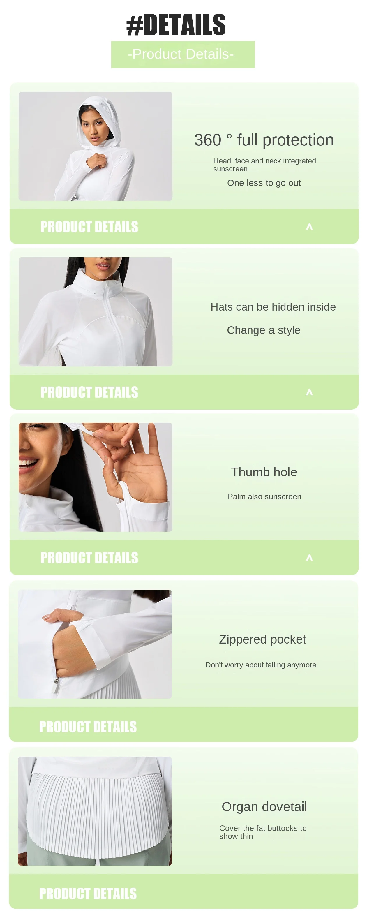 Sun Protection Women's Sports Jacket Set Lightweight Breathable Hooded Outerwear Suitable for Yoga, Fitness