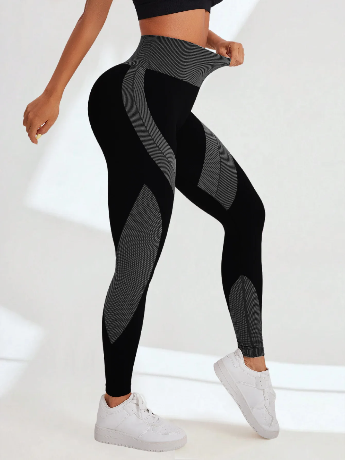 Women's Seamless Yoga Leggings Color Block High Waisted Soft&Stretchy Breathable Scrunch Butt Lifting Gym Sports Workout Pants