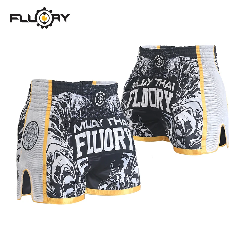 FLUORY Muay Thai Shorts Free  Combat Mixed Martial Arts Boxing Training Match Pants Men and Women