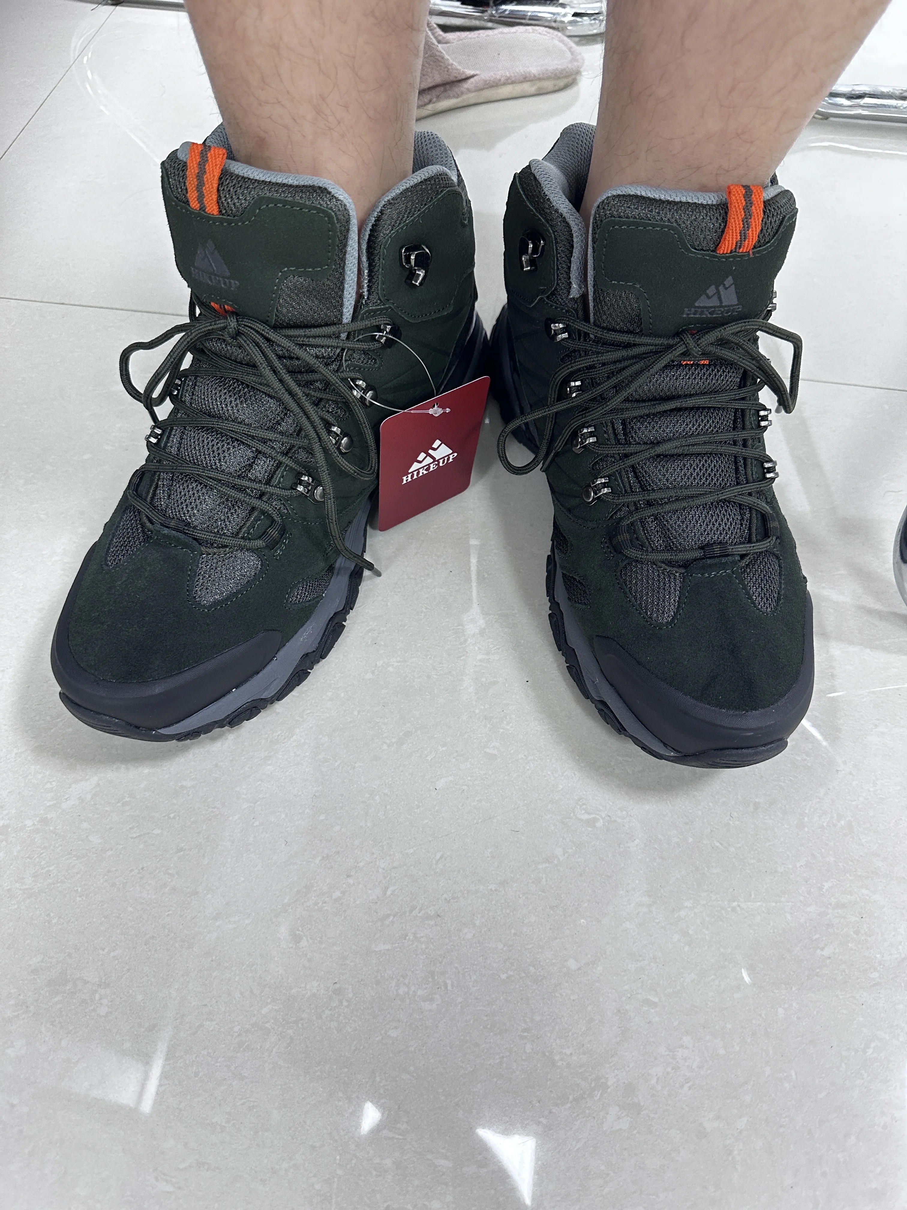 HIKEUP New Men‘s Hiking Shoes Leather Outdoor Sneakers for Men Trekking Boots Male Camping Hunting Mens Tactical Ankle Boots