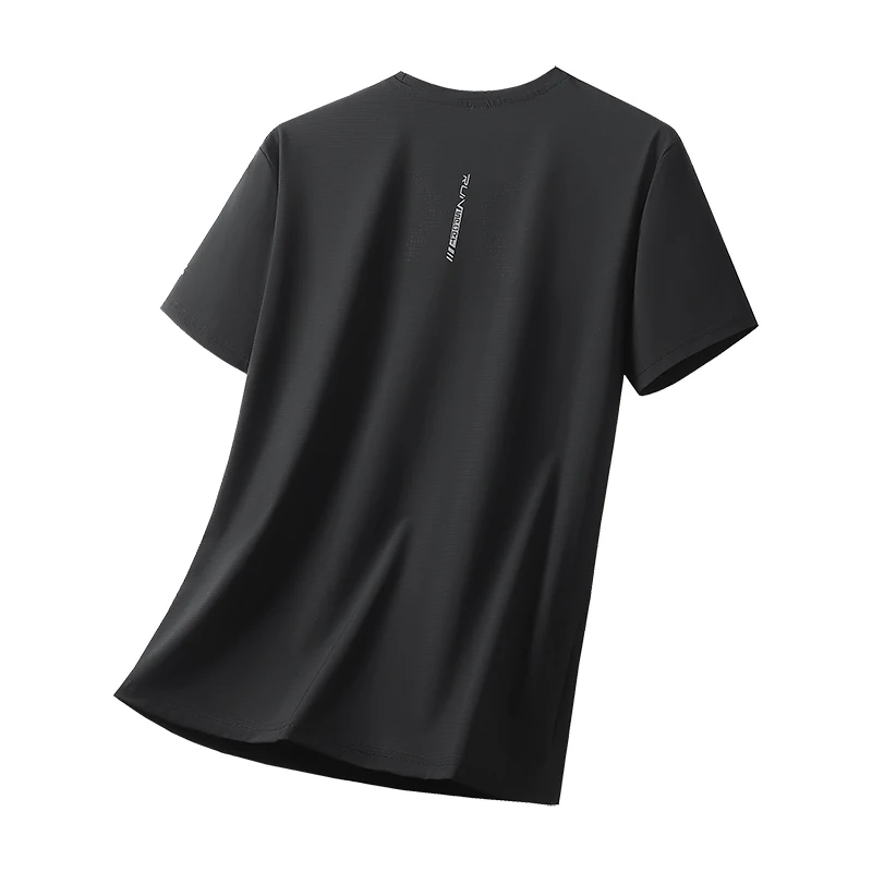Summer Ice Silk High Elastic Men's Sports and Leisure T-shirt Comfortable Breathable Sweat-absorbing Quick Drying Top