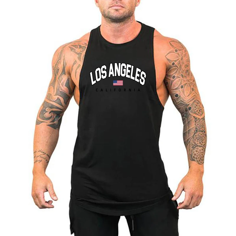 Mens Bodybuilding Tank Tops Casual Sleeveless Fitness Muscle Shirt Gym Sport Vests Summer Cotton Breathable Cool Loose Clothing