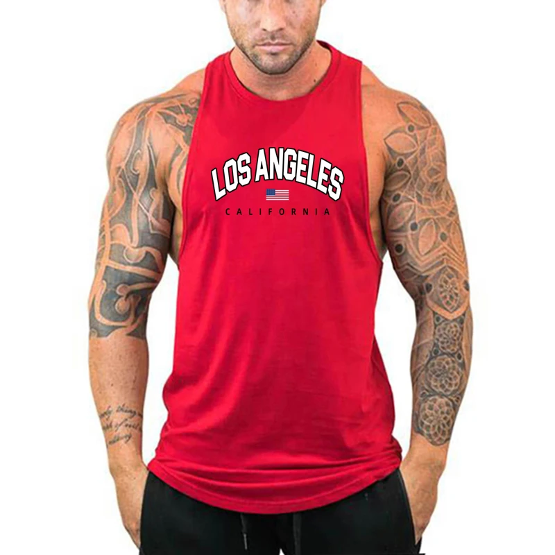 Mens Bodybuilding Tank Tops Casual Sleeveless Fitness Muscle Shirt Gym Sport Vests Summer Cotton Breathable Cool Loose Clothing