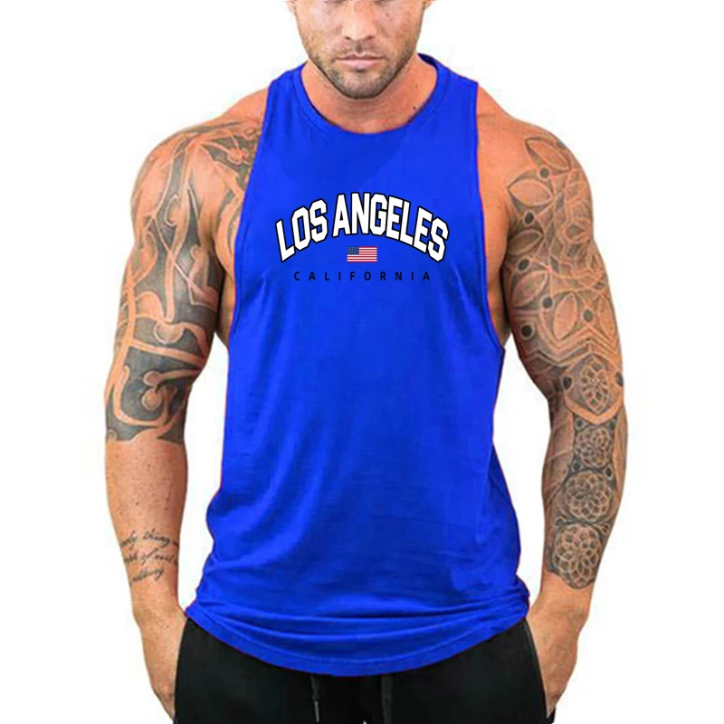 Mens Bodybuilding Tank Tops Casual Sleeveless Fitness Muscle Shirt Gym Sport Vests Summer Cotton Breathable Cool Loose Clothing