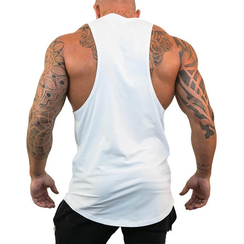 Mens Bodybuilding Tank Tops Casual Sleeveless Fitness Muscle Shirt Gym Sport Vests Summer Cotton Breathable Cool Loose Clothing