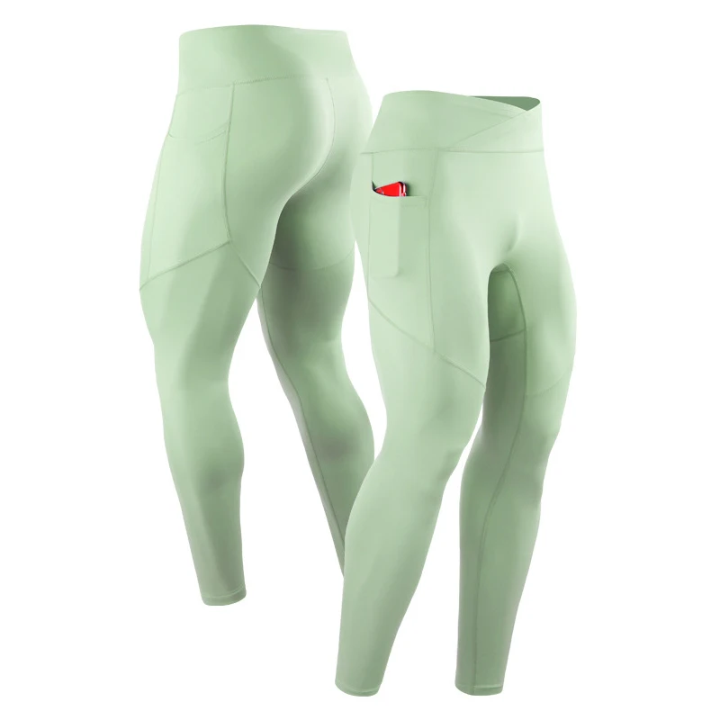 Summer Spring Autumn Men Running Tights GYM Pocket Pants Male Basketball Football Soccer Fitness Exercise Sport Long Leggings 24