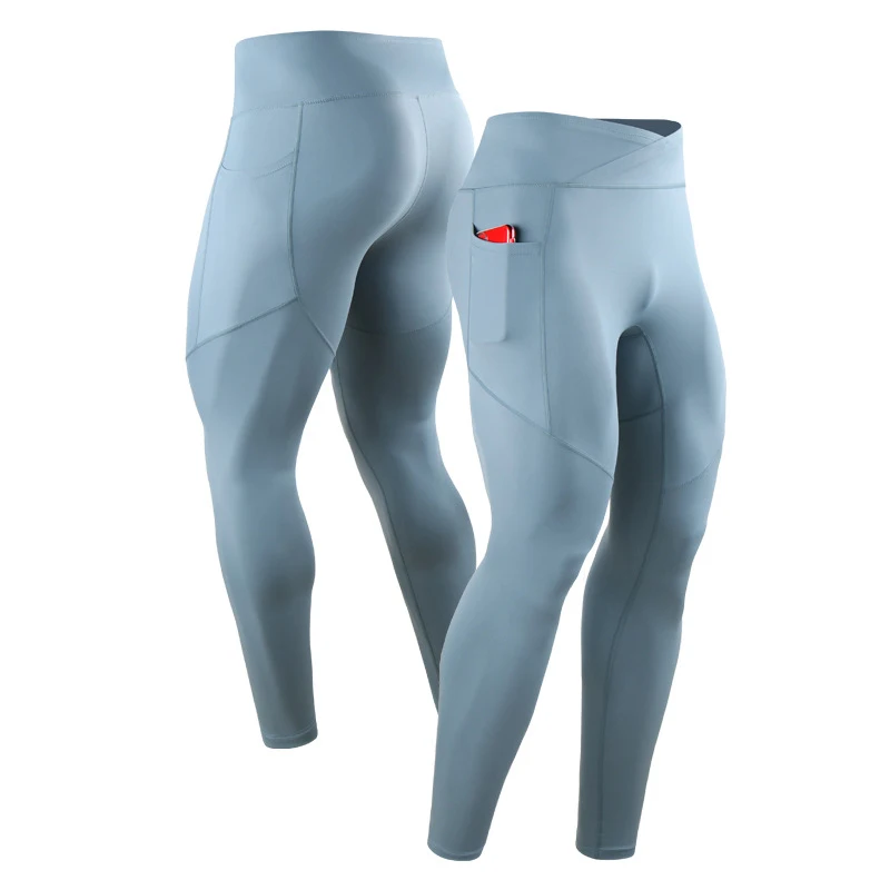 Summer Spring Autumn Men Running Tights GYM Pocket Pants Male Basketball Football Soccer Fitness Exercise Sport Long Leggings 24