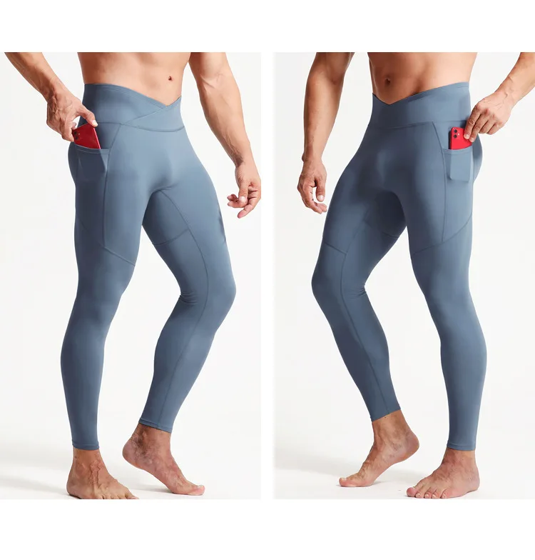 Summer Spring Autumn Men Running Tights GYM Pocket Pants Male Basketball Football Soccer Fitness Exercise Sport Long Leggings 24