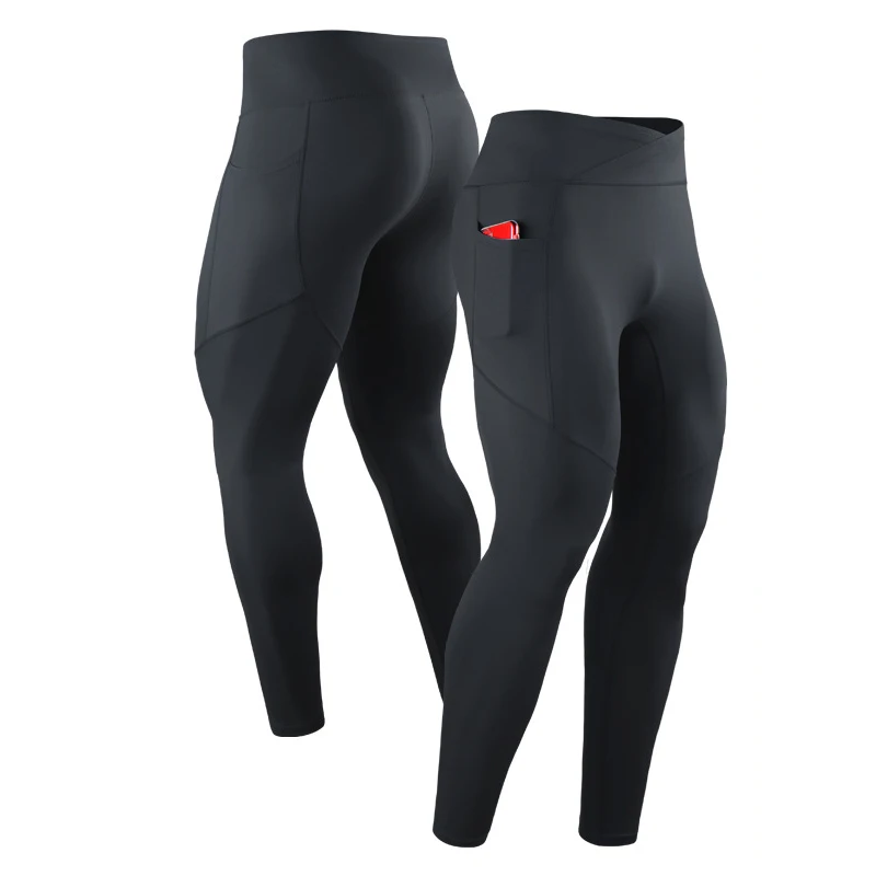 Summer Spring Autumn Men Running Tights GYM Pocket Pants Male Basketball Football Soccer Fitness Exercise Sport Long Leggings 24