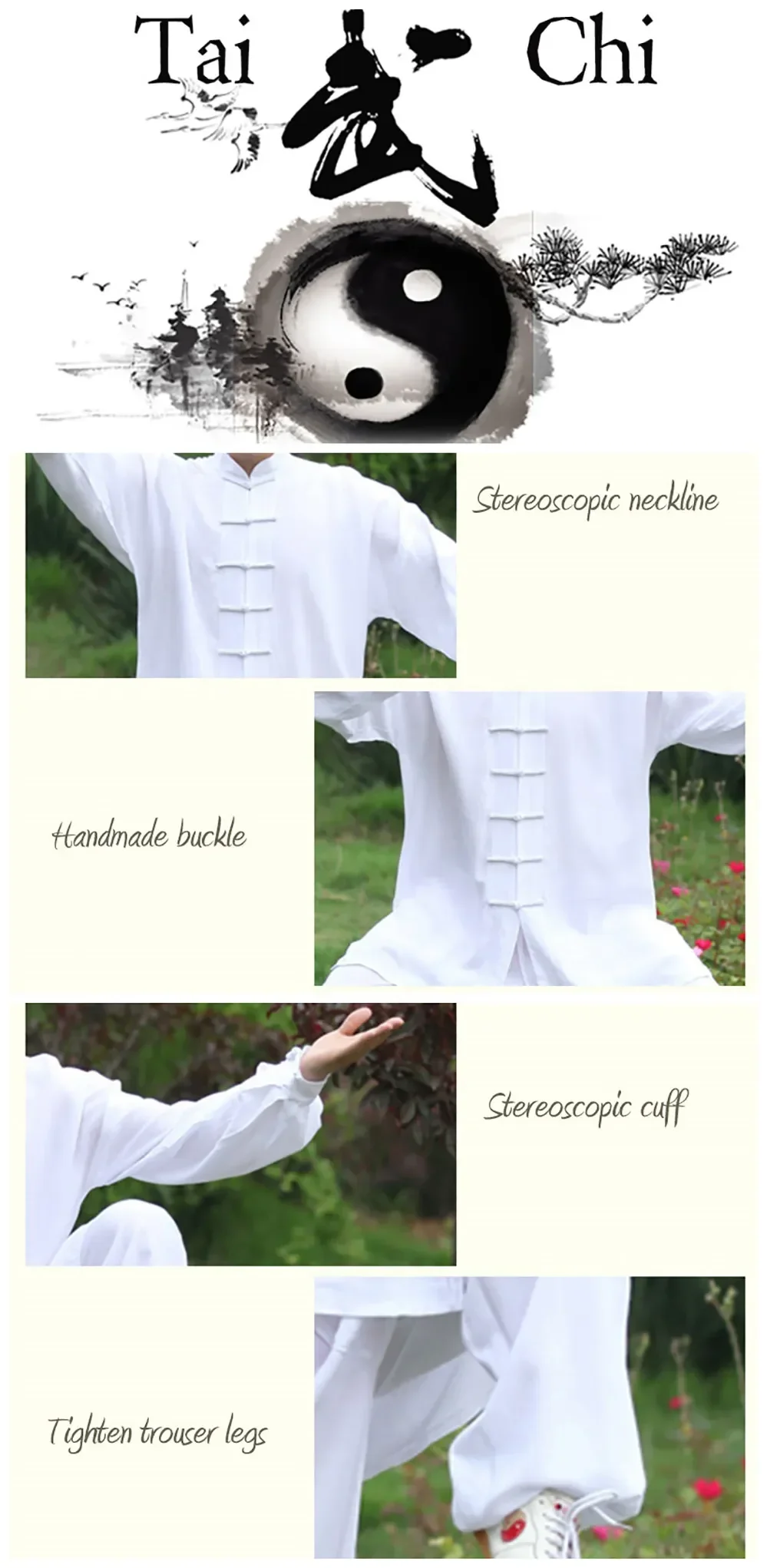Women's Men's Soft Cotton Tai Chi Suit Kung Fu Wushu Martial Arts Uniform Wing Chun Jacket Pants
