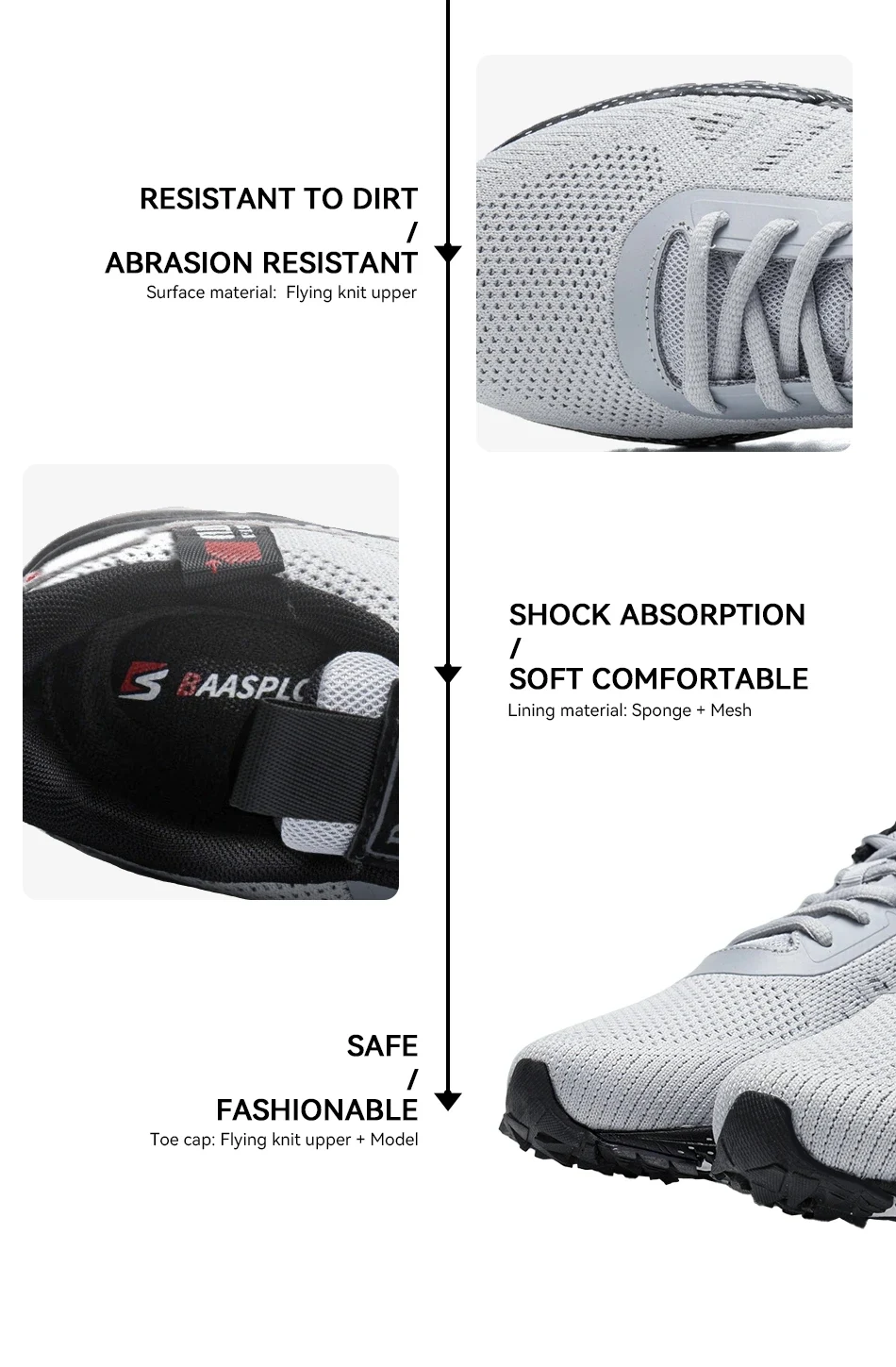 Baasploa Professional Running Shoes For Men Lightweight Men's Designer Mesh Sneakers Lace-Up Male Outdoor Sports Tennis Shoe