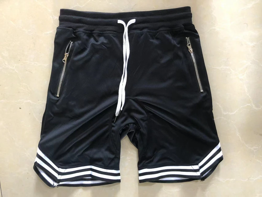 Men's Zippered Pocket Drawstring Shorts, Sportswear, Breathable, Quick Drying, Comfortable, Loose Fitting Color Matching Shorts,