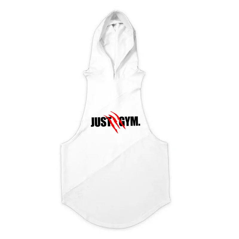 Jogging Sports T-shirts Mens Casual Street Hip Hop Hooded Tank Top Cotton Sleeveless Sweatshirt Fitness Workout Sportswear Tops