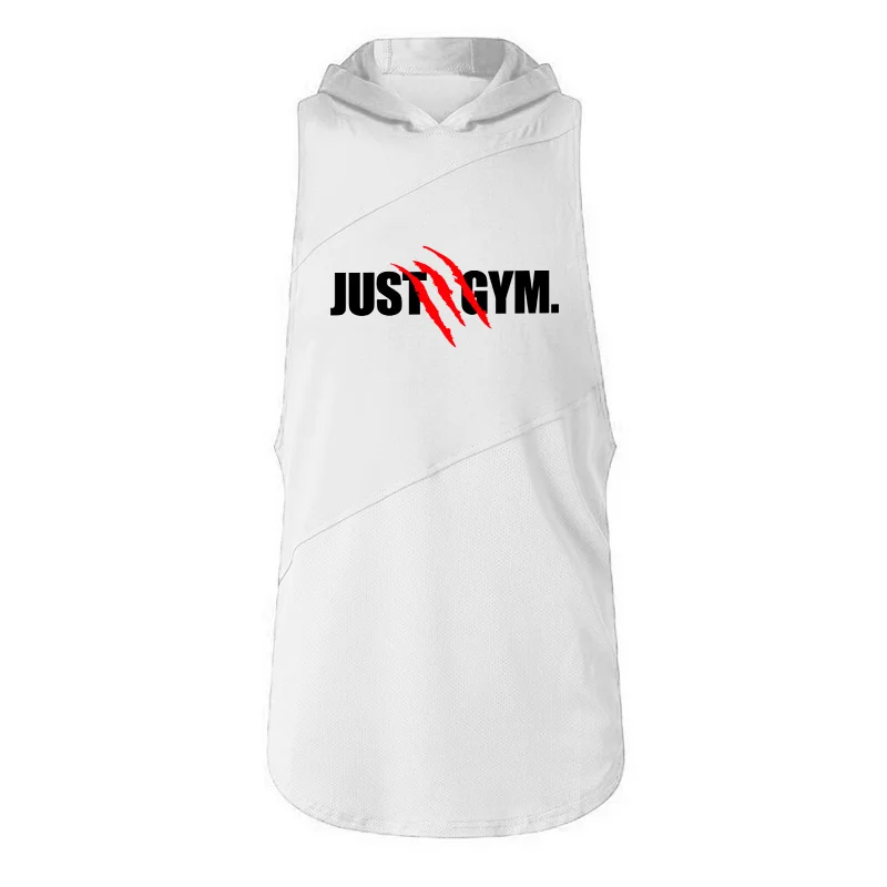 Jogging Sports T-shirts Mens Casual Street Hip Hop Hooded Tank Top Cotton Sleeveless Sweatshirt Fitness Workout Sportswear Tops