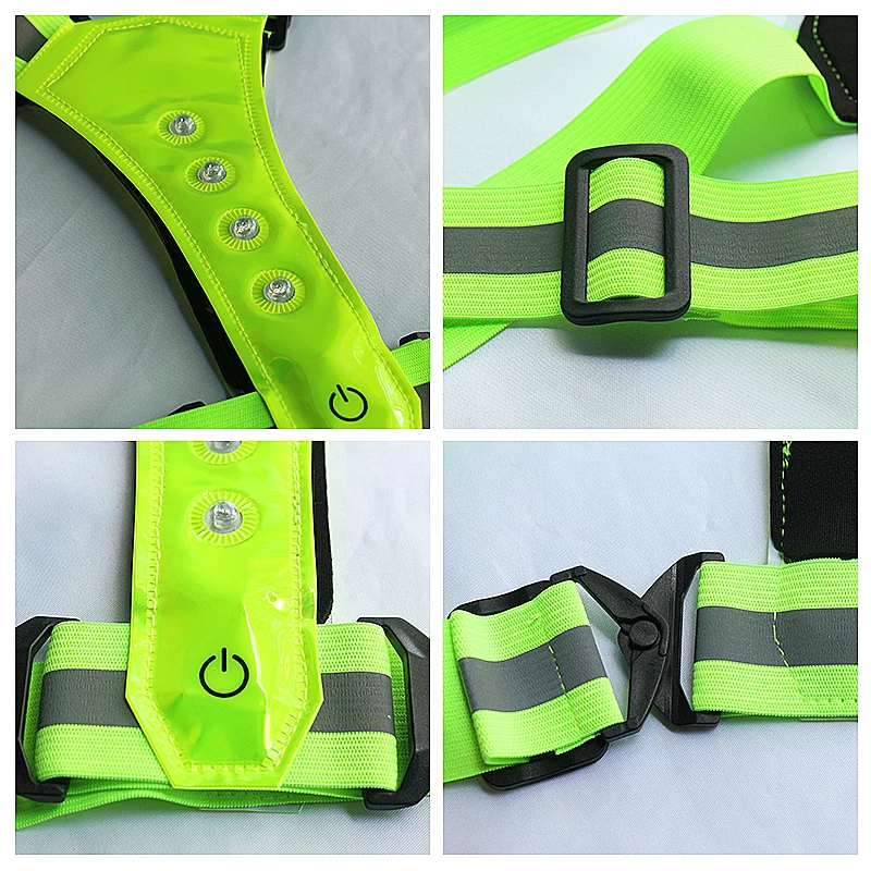 Adjustable LED Running & Cycling Safety Vest for Men and Women Night Security Sports Gear