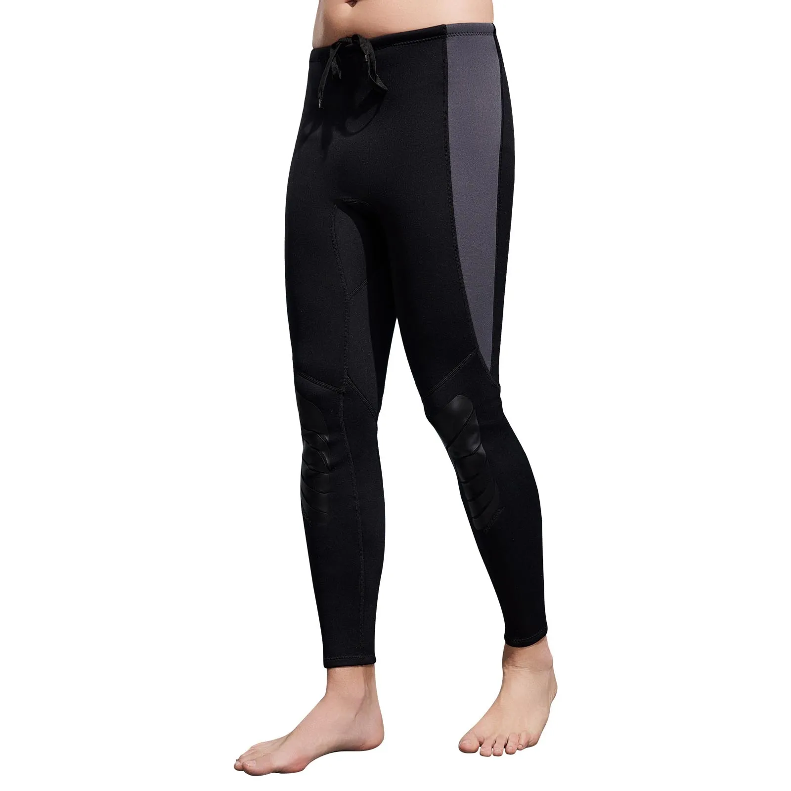 Mens Swim Pants 3mm Neoprene Wetsuit Pants Drawstring Color Block Rash Guard Leggings Beach Swimming Snorkeling Surfing Diving