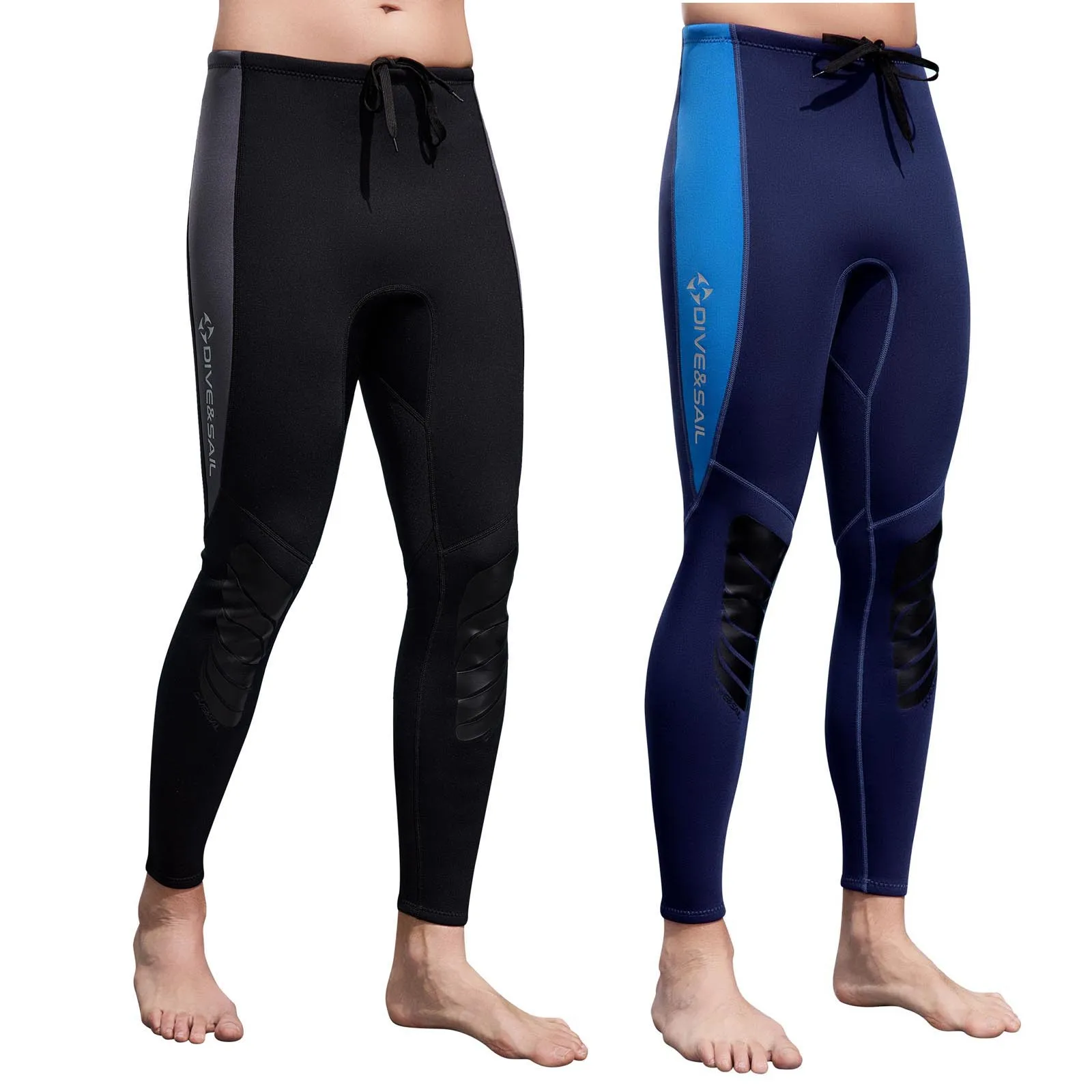 Mens Swim Pants 3mm Neoprene Wetsuit Pants Drawstring Color Block Rash Guard Leggings Beach Swimming Snorkeling Surfing Diving