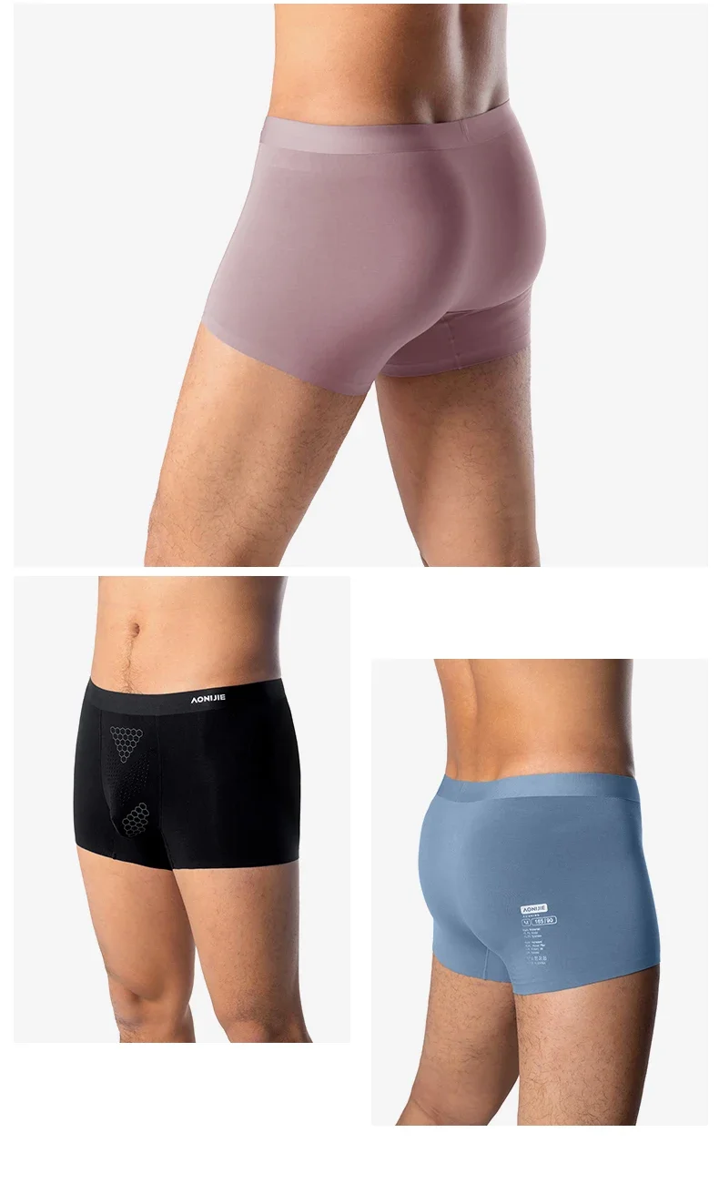 AONIJIE 3 Packs E7009 Men's Sports Briefs Antibacterial and Anti-friction Boxer Briefs Suitable for Marathon Fitness Running