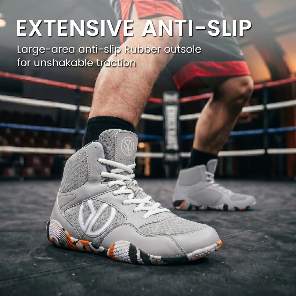 Professional Wrestling Boots Men's Lightweight Fighting Boxing Shoes High Quality Mesh Breathable Boxing Sneakers Big Size 40-50