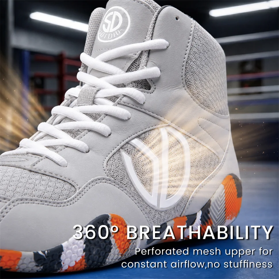 Professional Wrestling Boots Men's Lightweight Fighting Boxing Shoes High Quality Mesh Breathable Boxing Sneakers Big Size 40-50