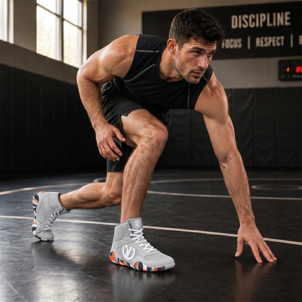 Professional Wrestling Boots Men's Lightweight Fighting Boxing Shoes High Quality Mesh Breathable Boxing Sneakers Big Size 40-50