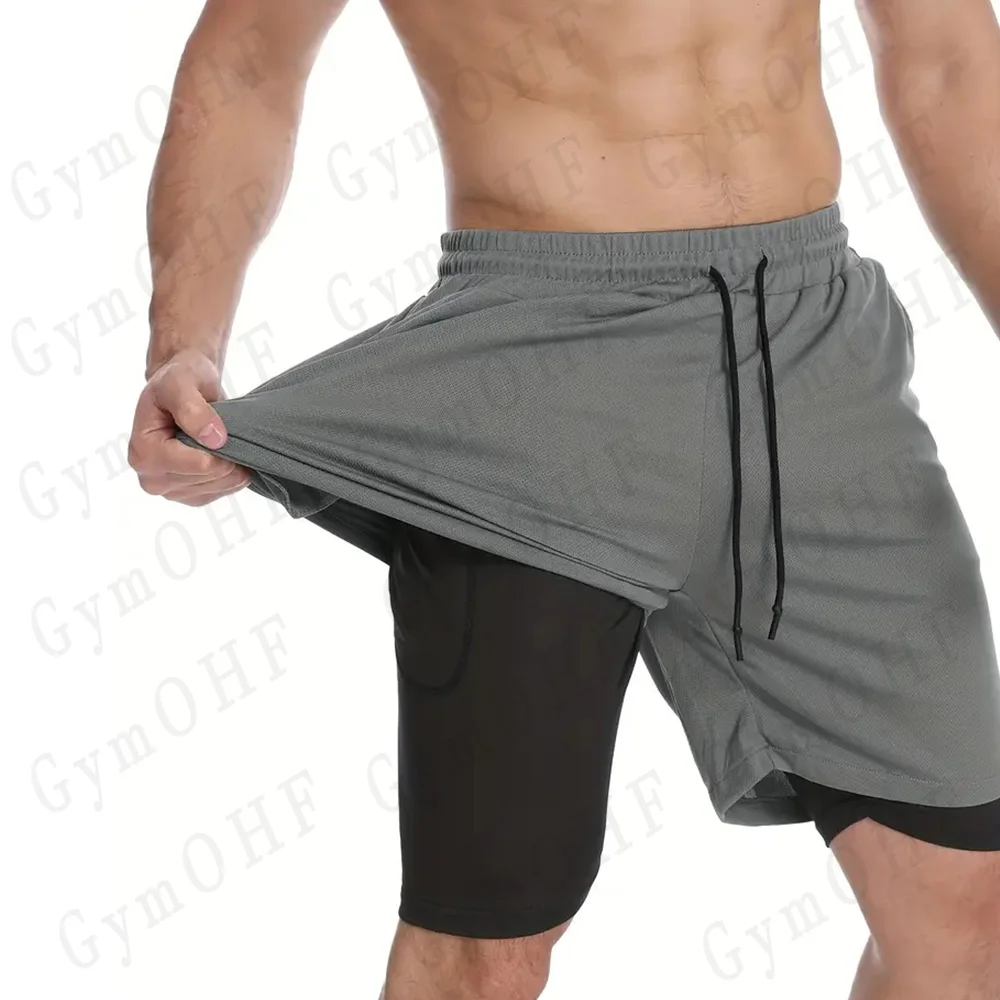 Men's Sports Shorts With Solid Color High Elasticity Breathable Sweat Absorption Heat Dissipation Running Bodybuilding Leggings