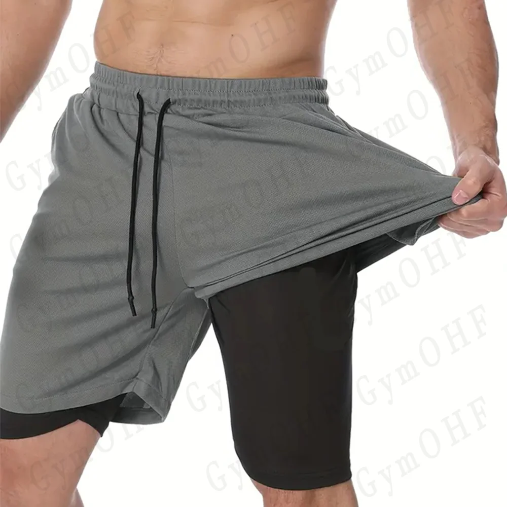 Men's Sports Shorts With Solid Color High Elasticity Breathable Sweat Absorption Heat Dissipation Running Bodybuilding Leggings